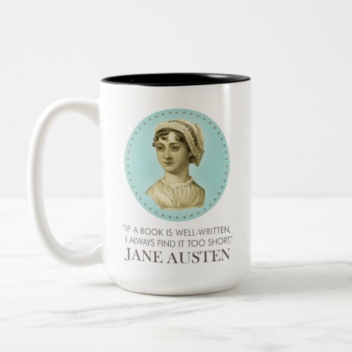 Jane Austen Portrait and Quote on Reading Two_Tone Coffee Mug
