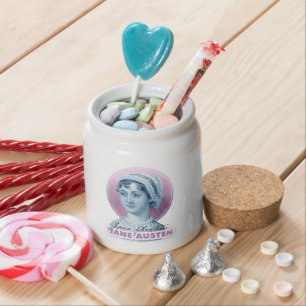 Jane Austen Portrait and Signature Pink Candy Jar