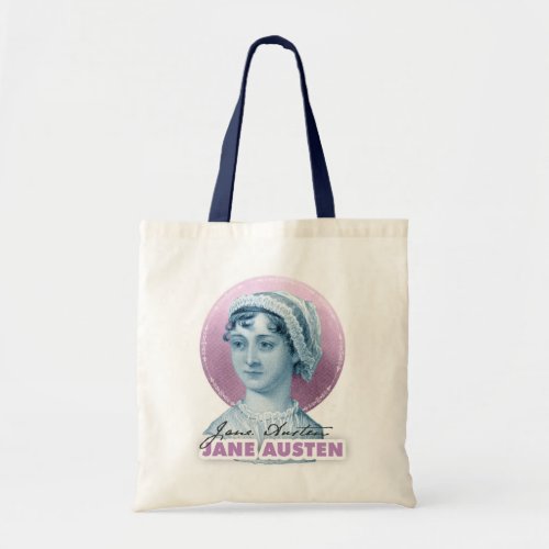 Jane Austen Portrait and Signature Pink Tote Bag