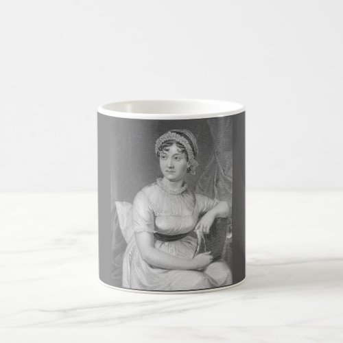 Jane Austen Portrait Black White and Gray Coffee Mug