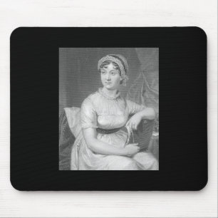 Jane Austen Portrait Black White and Gray Mouse Pad