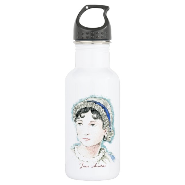 Jane Austen Portrait by Alice Flynn Water Bottle (Front)