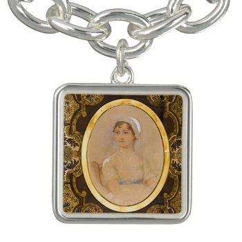 Jane Austen Portrait Charm Bracelet by LiteraryLasts at Zazzle