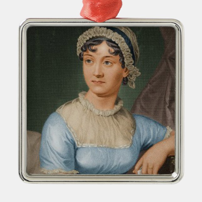 Jane Austen Portrait Christmas Holiday Metal Ornament (Front)