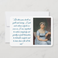 Jane Austen portrait plus quote (blue) Folded Card