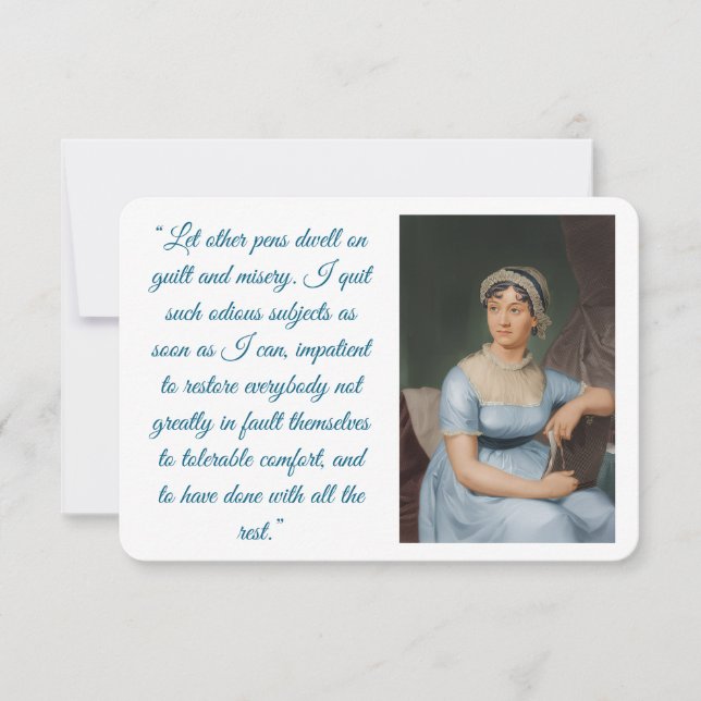 Jane Austen portrait plus quote (blue) Folded Card (Front)
