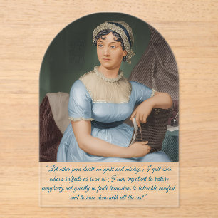 Jane Austen portrait + quote (Blue) Acrylic Invitations