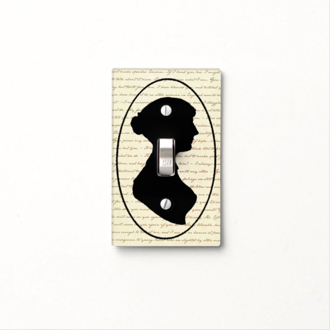 Jane Austen Portrait with Quotes from Books Light Switch Cover (In Situ)