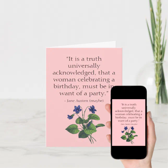 Jane Austen Pride and Prejudice Birthday Card Zazzle