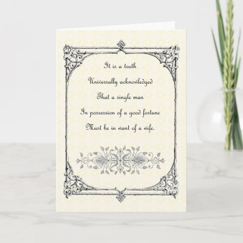 Jane Austen Pride and Prejudice First Line Quote Card