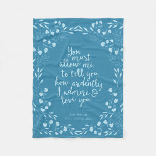 Jane Austen Pride and Prejudice Floral Love Fleece Blanket