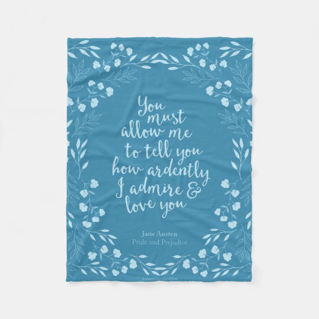 Jane Austen Pride and Prejudice Floral Love Fleece Blanket (Front)