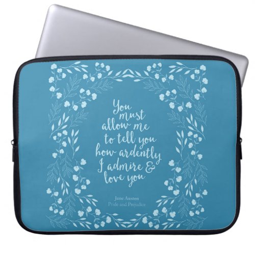Jane Austen Pride and Prejudice Floral Love Laptop Sleeve