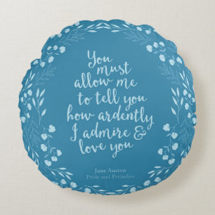 Jane Austen Pride and Prejudice Floral Love Round Pillow