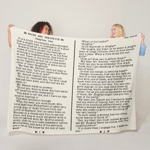 Jane Austen Pride and Prejudice Literature Quote B Fleece Blanket