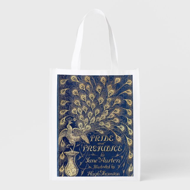 Jane Austen Pride and Prejudice Peacock 1894 Reusable Grocery Bag (Front)