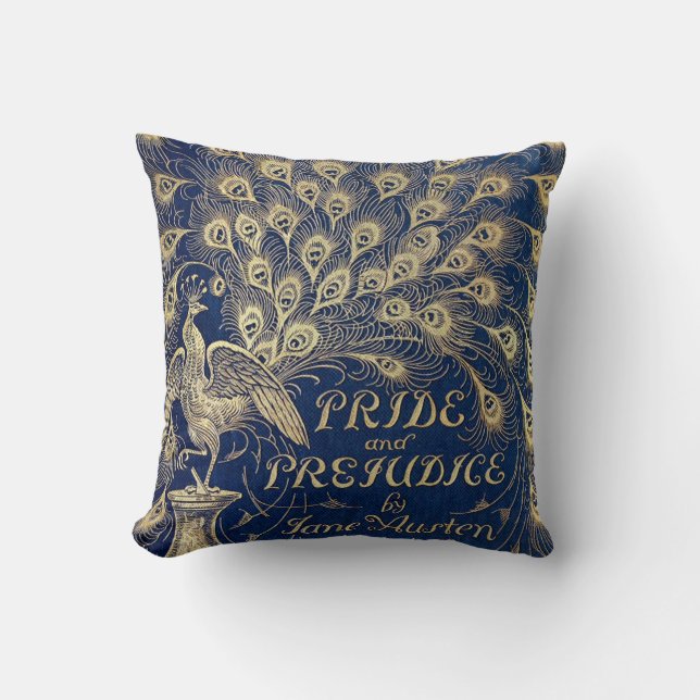 Jane Austen Pride and Prejudice Peacock 1894 Throw Pillow (Front)
