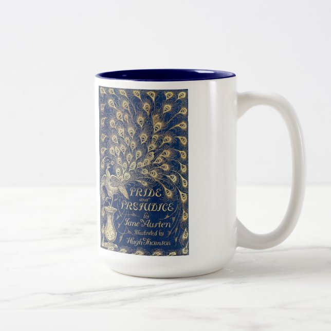 Jane Austen Pride and Prejudice Peacock 1894 Two-Tone Coffee Mug (Right)