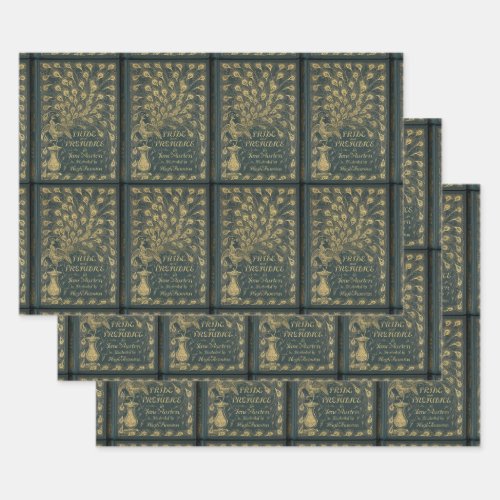 Jane Austen Pride and Prejudice Peacock Book Cover Wrapping Paper Sheets
