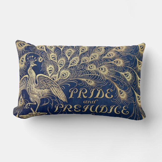Jane Austen Pride and Prejudice Peacock Lumbar Lumbar Pillow (Front)