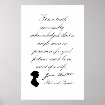 Jane Austen Pride And Prejudice Quote Poster by vaughnsuzette at Zazzle