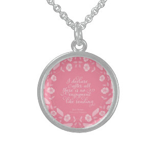 Jane Austen Pride & Prejudice Floral Bookish Quote Sterling Silver Necklace