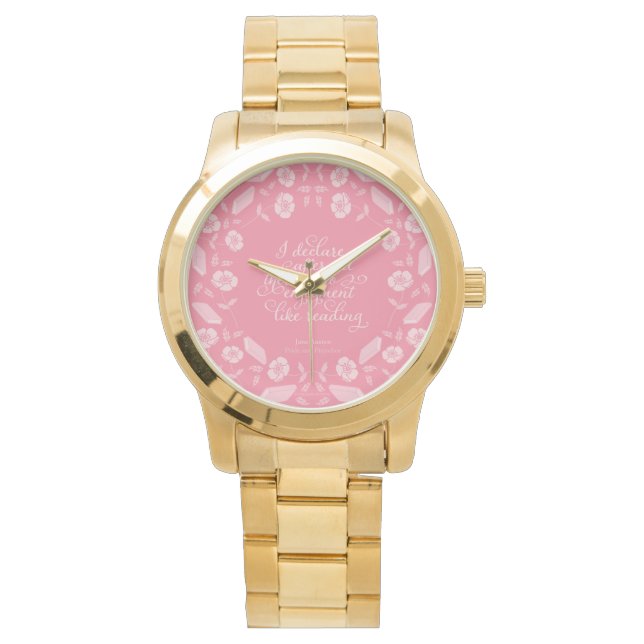 Jane Austen Pride & Prejudice Floral Bookish Quote Watch (Front)