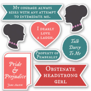 Jane Austen Pride & Prejudice Quotes Girl Power Sticker