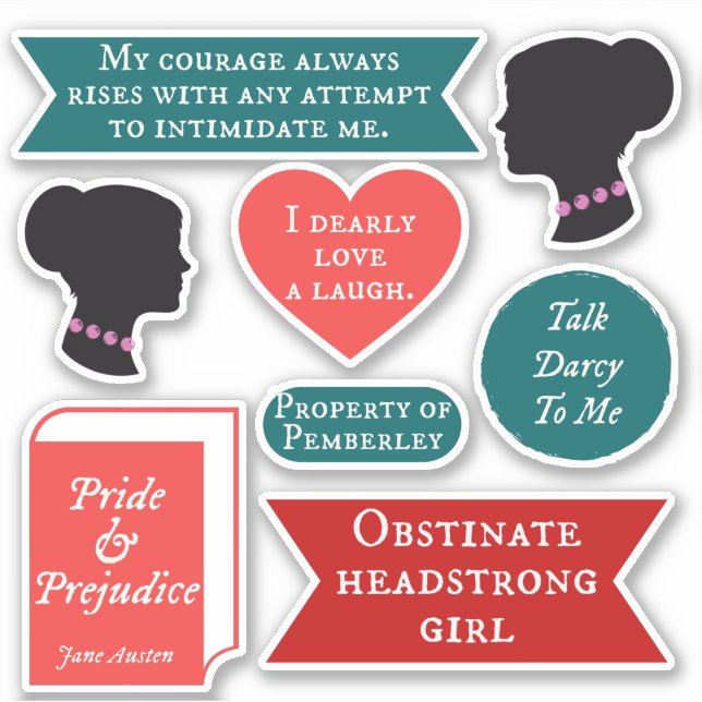 Jane Austen Pride & Prejudice Quotes Girl Power Sticker (Front)