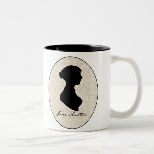 Jane Austen profile silhouette Two_Tone Coffee Mug