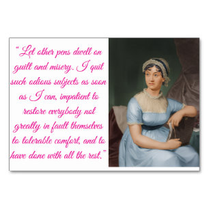 Jane Austen quote and portrait (pink) Table Number