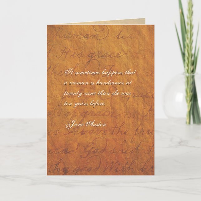 Jane Austen Quote Birthday Card CUSTOMIZED (Front)