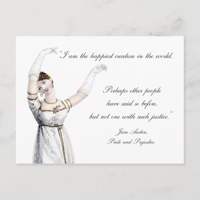 Jane Austen Quote Happiness Postcard (Front)