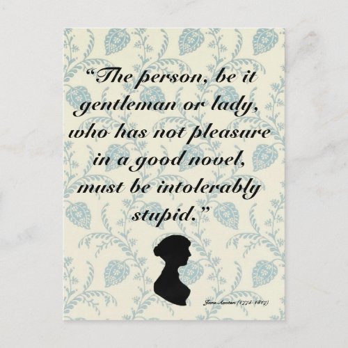 Jane Austen Quote on Books Postcard