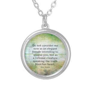 Jane Austen quote Pride and Prejudice  HONESTY Silver Plated Necklace