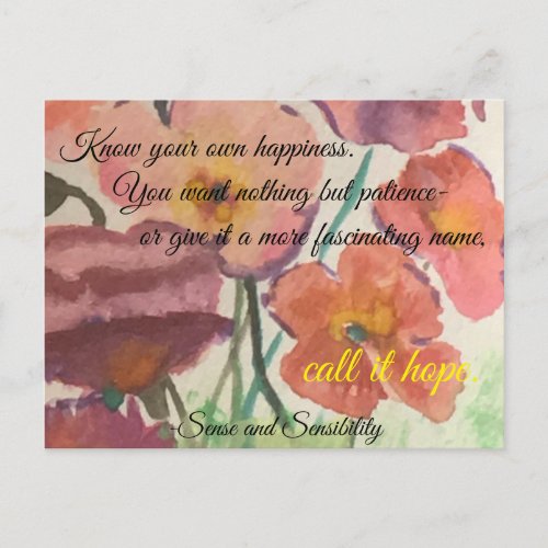 Jane Austen Quote Stationary Postcard