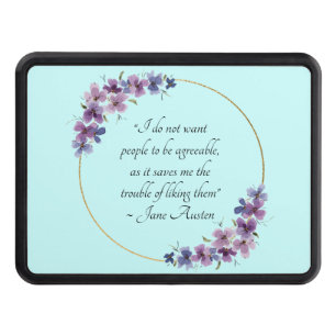 Jane Austen Quote with Purple Floral Gold Frame Hitch Cover