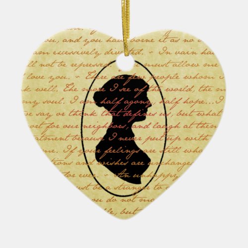 Jane Austen Quotes and Cameo Christmas Holiday Ceramic Ornament