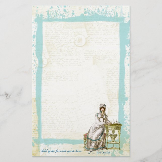 Jane Austen Regency Vintage Style Stationery (Front)