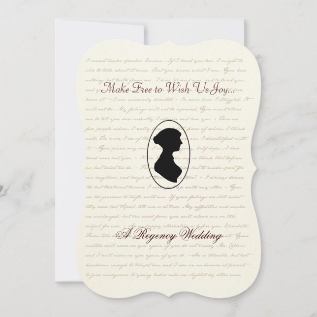 Jane Austen Regency Wedding Invitation Portrait (Front)