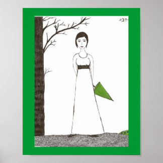 Jane Austen Rice Painting Poster