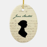 Jane Austen Signature &amp; Silhouette Ornament at Zazzle