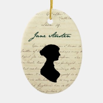 Jane Austen Signature & Silhouette Ornament by AustenVariations at Zazzle