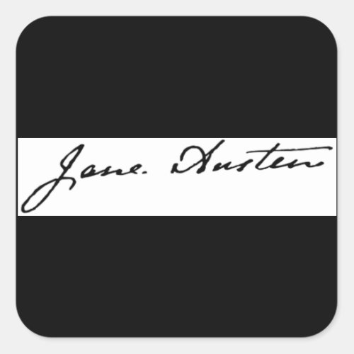 Jane Austen Signature Square Sticker