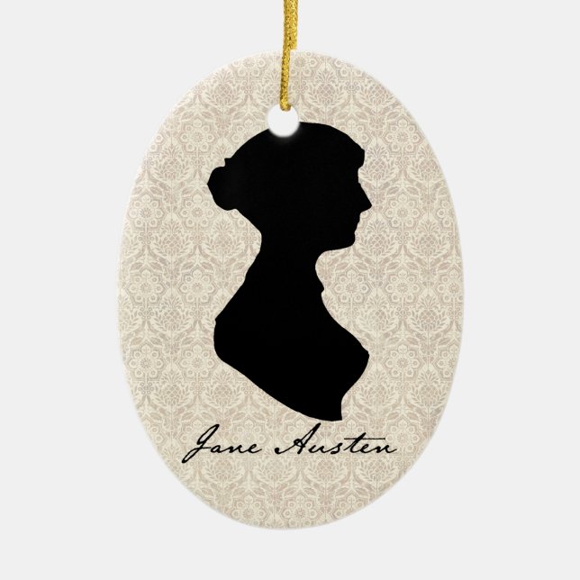 Jane Austen silhouette profile Ceramic Ornament (Front)
