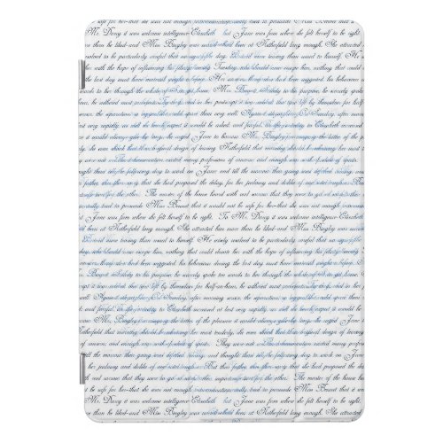 Jane Austen Text White Blue iPad Case