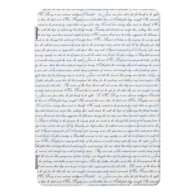 Jane Austen Text White Blue iPad Case (Front)
