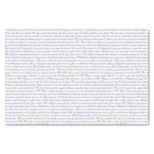 Jane Austen Text White Blue Tissue Paper