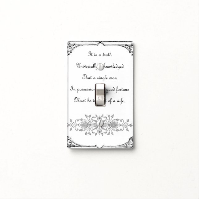 Jane Austen Truth Universally Acknowledged Light Switch Cover (In Situ)