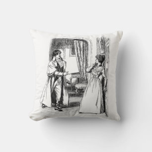 Jane Austen vintage Book Illustration Throw Pillow